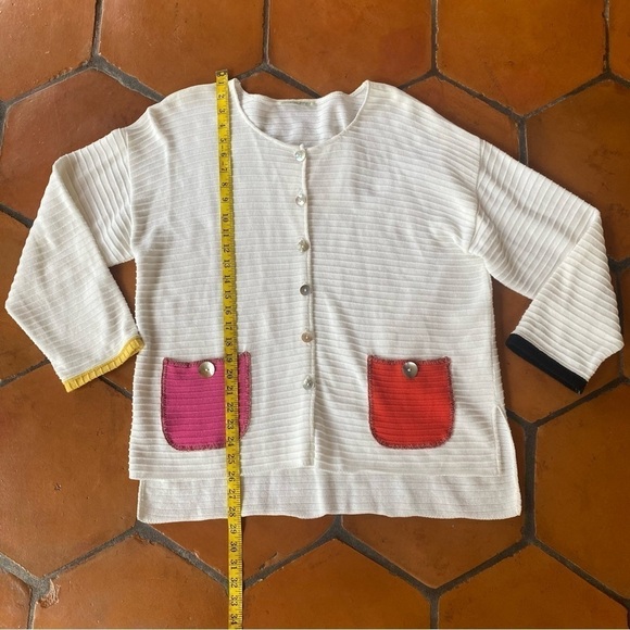 Margaret Winters Size Large L Cardigan Color Pocket Button Cotton Artsy Sweater - Picture 7 of 8